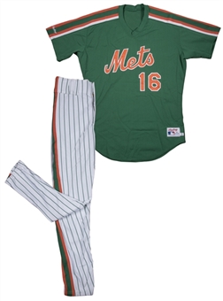 1990-91 Dwight Gooden Game Used and Signed New York Mets St. Patricks Day Uniform (Jersey and Pant) (PSA/DNA)